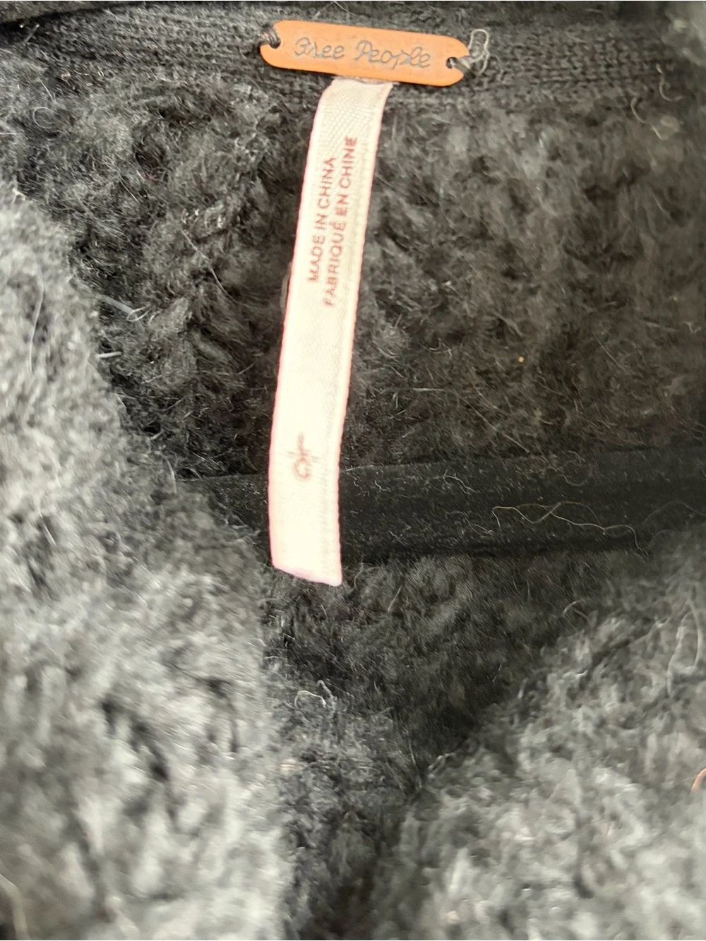 Free People Black Ribbed Cowl Neck Sweater